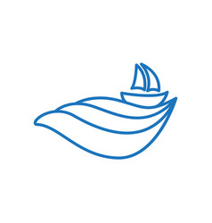 Wave And Boat Line Icon Logo