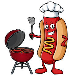 Hot Dog Grilling Cartoon Clip Art