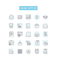 Head Office Line Icons Set Headquarters