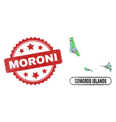 Moroni Distress Stamp And Comoros Islands Map