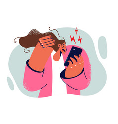 Woman Stressed Looking At Mobile Phone Screen