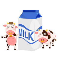 Two Cows Holding Milk Box