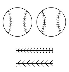 Baseball Ball Icon Silhouette With Lacing Border