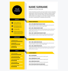 Creative Cv Resume Template Yellow Color