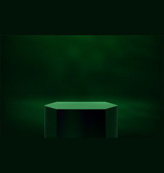 Dark Green Studio With Platform And Shadows