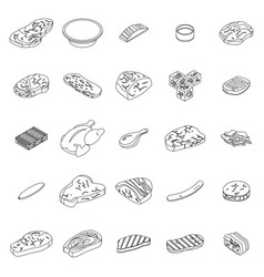 Meat Icons Set Outline