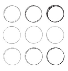 Set 9 hand drawn scribble circles Royalty Free Vector Image