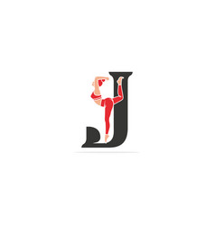 Sports Yoga Women In Letter J Design