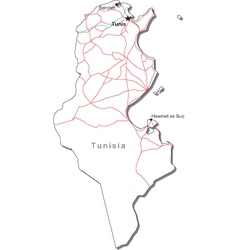 Tunisia Black White Map