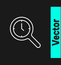 White Line Magnifying Glass With Clock Icon