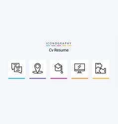 Cv Resume Line 5 Icon Pack Including School