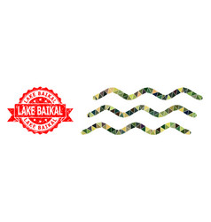 Grunge Lake Baikal Stamp Seal And Water Waves