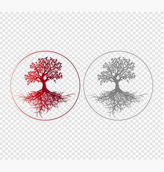 Tree Life With Roots Red Gradient Design