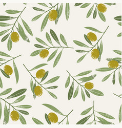 Olive Branches And Leaves Seamless Pattern