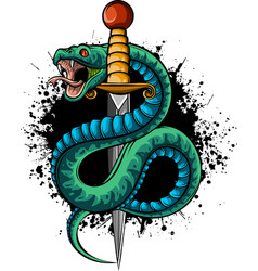 Snake And Dagger On White