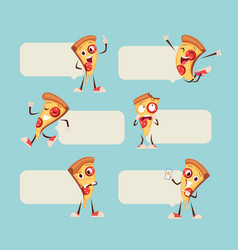 Pizza Characters Sliced Mascot With Funny