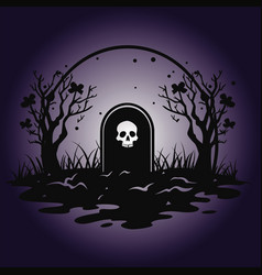 Spooky Graveyard Scene With Skull Archway