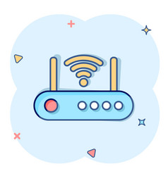 Wifi Router Icon In Comic Style Broadband Cartoon