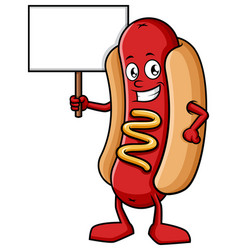 Hot Dog Holding Empty Sign Cartoon Clip Art