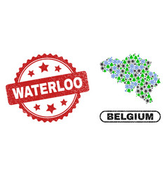 Waterloo Grunge Stamp And Belgium Map Mosaic