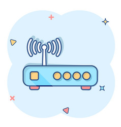 Wifi Router Icon In Comic Style Broadband Cartoon