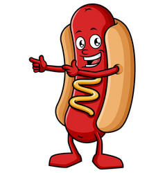 Hot Dog Pointing To The Side Cartoon Clip Art