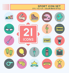 Sport Icon Set In Trendy Color Mate Style