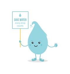 Water Drop Cartoon Character Royalty Free Vector Image