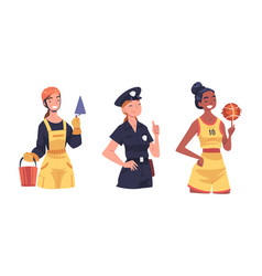 Women Of Different Professions Set Woman Working