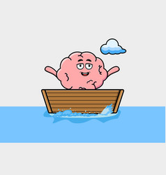 Cute Cartoon Brain Get On Boat