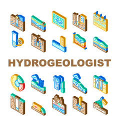 Hydrogeologist Industrial Icons Set