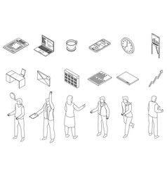 Office Manager Icons Set Outline