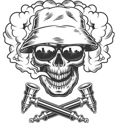 Skull Wearing Panama Hat And Sunglasses