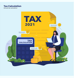 A Woman Calculates Taxes Rate 2021