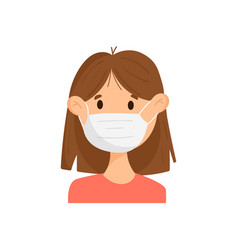 Isolated Cartoon Girl In A Medical Mask