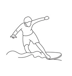 Man Standing On Board Catching Wave Riding Speed