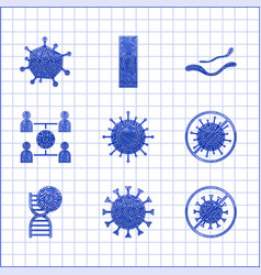 Set Virus Stop Virus Dna Symbol And Spread