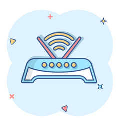 Wifi Router Icon In Comic Style Broadband Cartoon