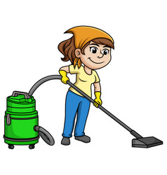 Woman Vacuuming The Floor Cartoon Clip Art