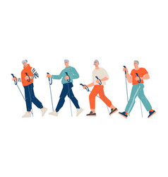 Elderly People Engaged In Nordic Walking Sport