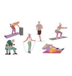 Senior Active Men And Woman Doing Workout