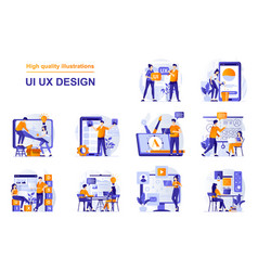 Ui Ux Design Web Concept With People Scenes Set