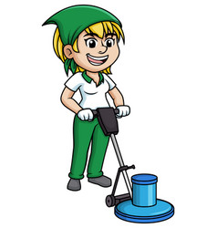 Woman Polishing The Floor Cartoon Clip Art