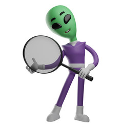 3d Alien Cartoon Character Running And Holding A