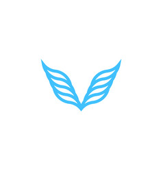 Blue Wings Letter V Logo Icon Design