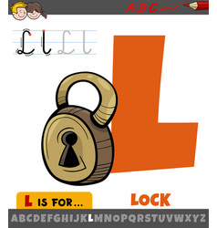 Letter L From Alphabet With Cartoon Lock Object