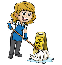 Woman Mopping The Floor Cartoon Clip Art