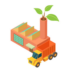 Green Production Icon Isometric Truck Near