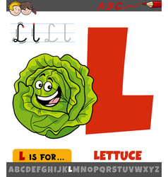 Letter L From Alphabet With Cartoon Lettuce