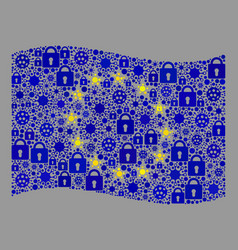 Lockdown Waving Europe Flag - Mosaic With Locks